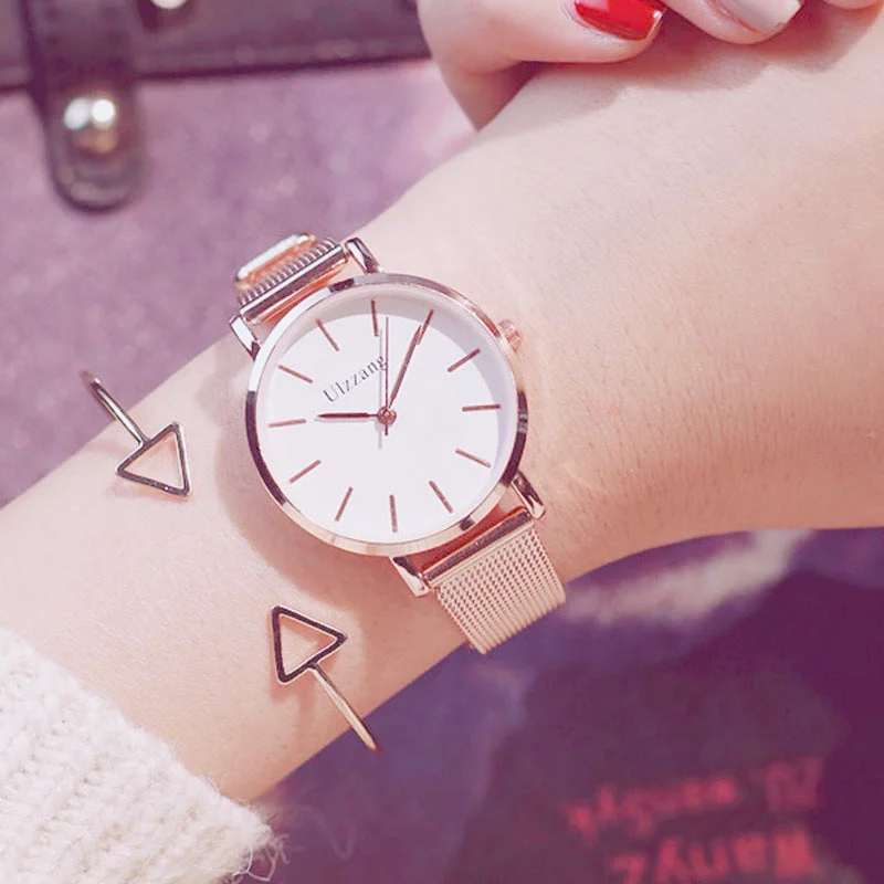 Rose gold watch women luxury top brand fashion stainless steel ladies wristwatches quartz clock high quality silver watches