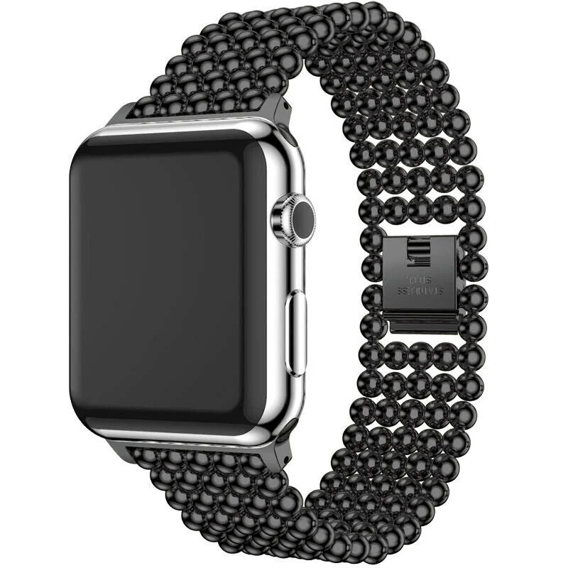 Apple Watch Beaded Steel Strap (Black)