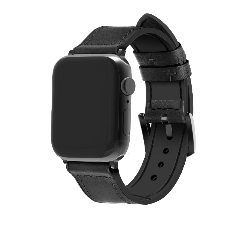 Apple Watch Hybrid Leather Strap with Buckle (Black)