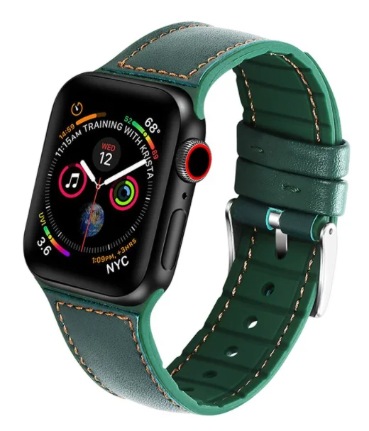 Apple Watch Leather Hybrid Strap (Green)