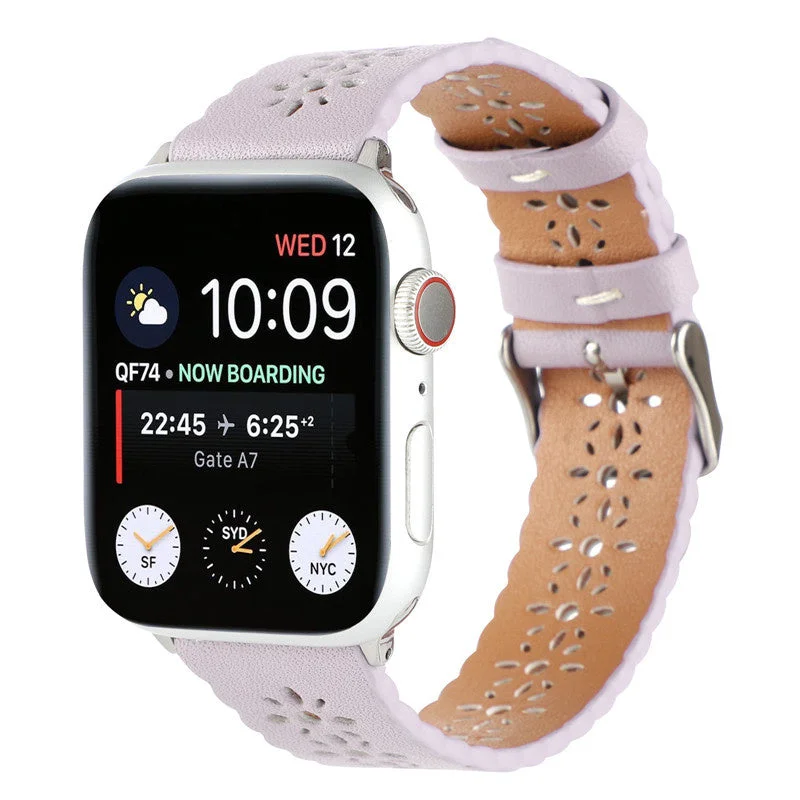 Apple Watch Patterned Leather Strap (Lilac)