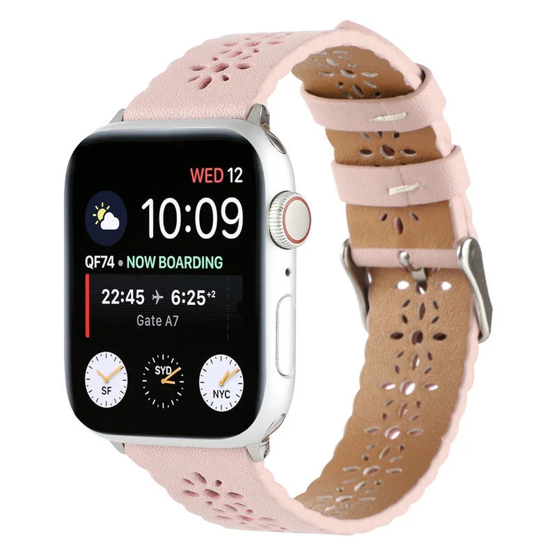 Apple Watch Patterned Leather Strap (Pink)