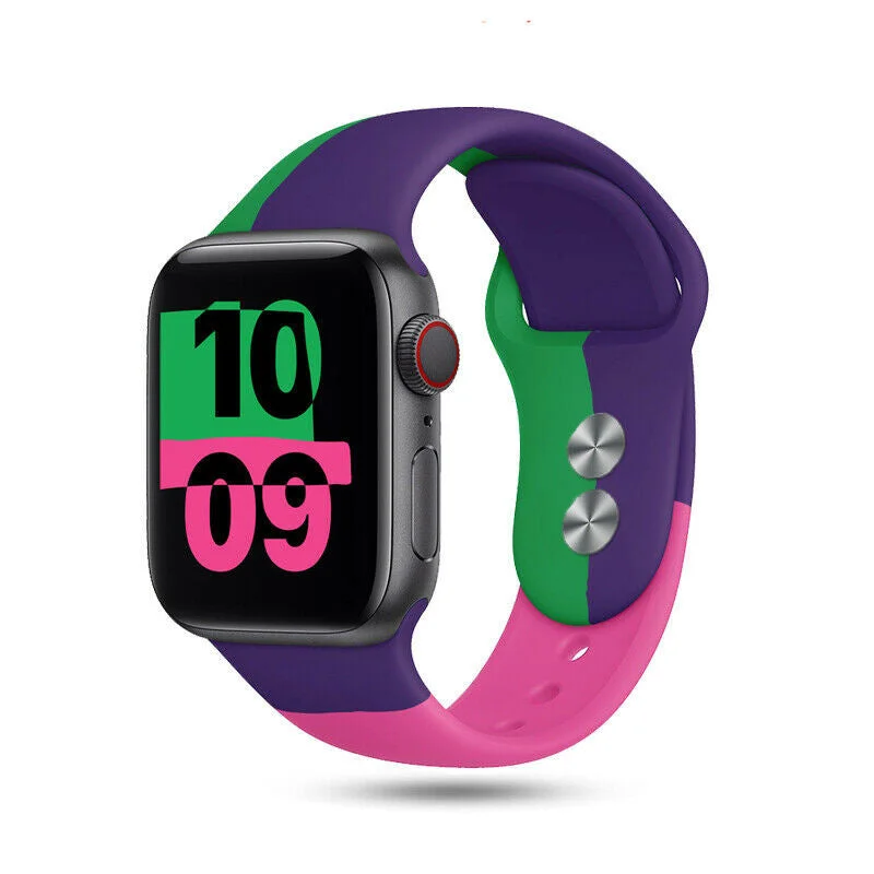 Apple Watch Silicone Strap Triple (Purple Green Pink)