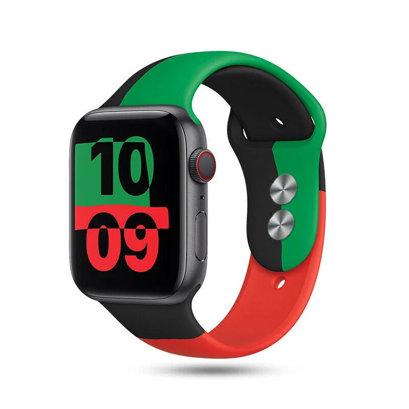 Apple Watch Silicone Strap Triple (Black-Green-Red)