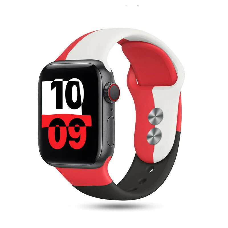 Apple Watch Silicone Strap Triple (Red-White-Black)