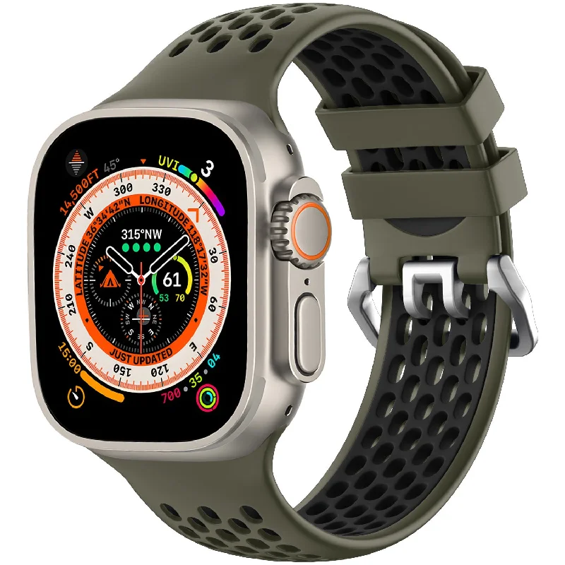 Apple Watch Sport Strap with Buckle (Army Green/Black)