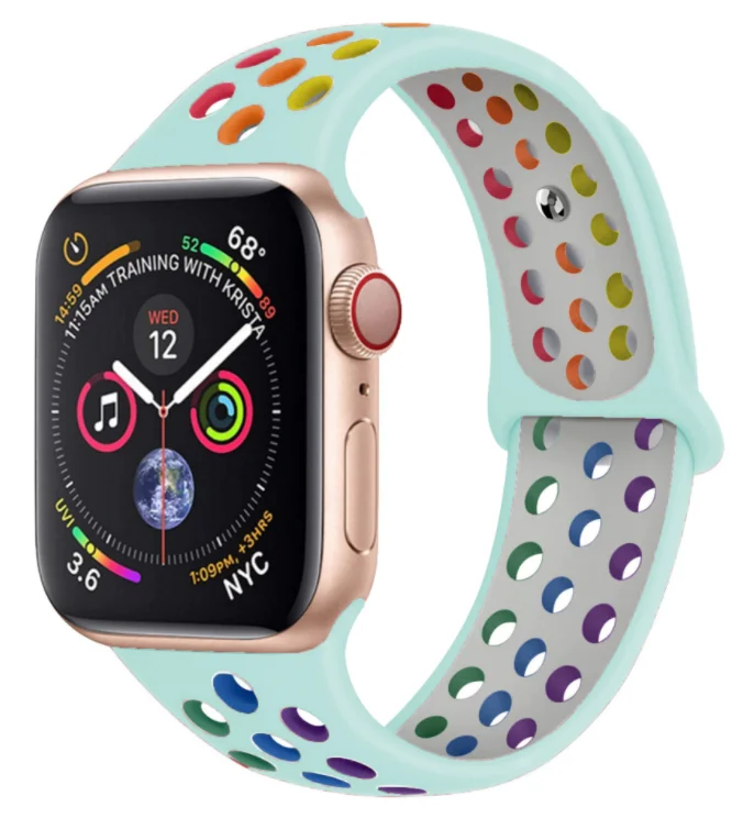 Apple Watch Sport Strap (Light Blue/Rainbow)