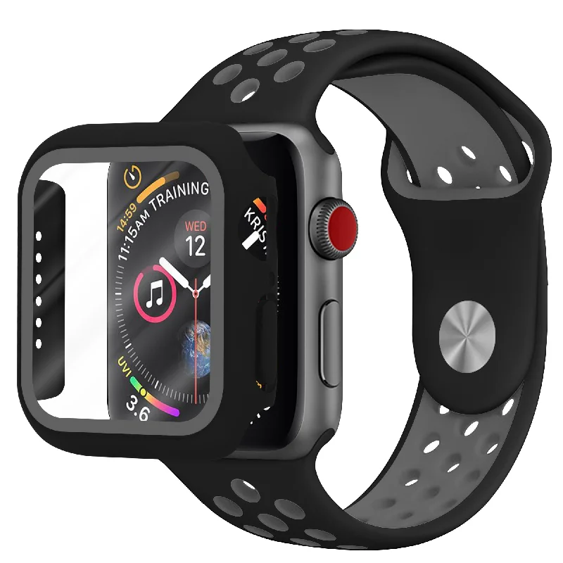 Apple Watch Sport Strap + TPU Case (Black/Grey)