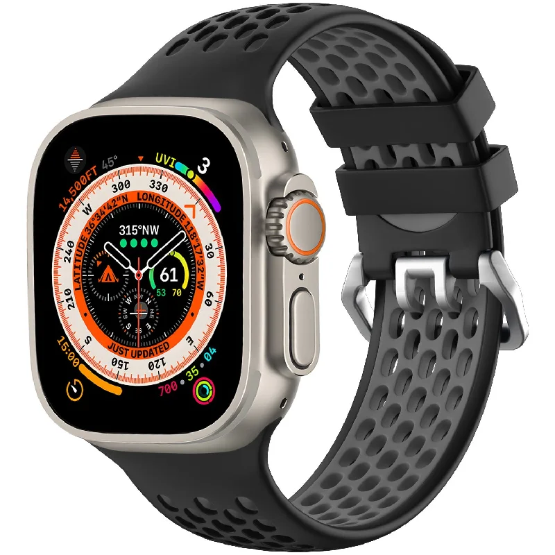 Apple Watch Sport Strap with Buckle (Black/Grey)