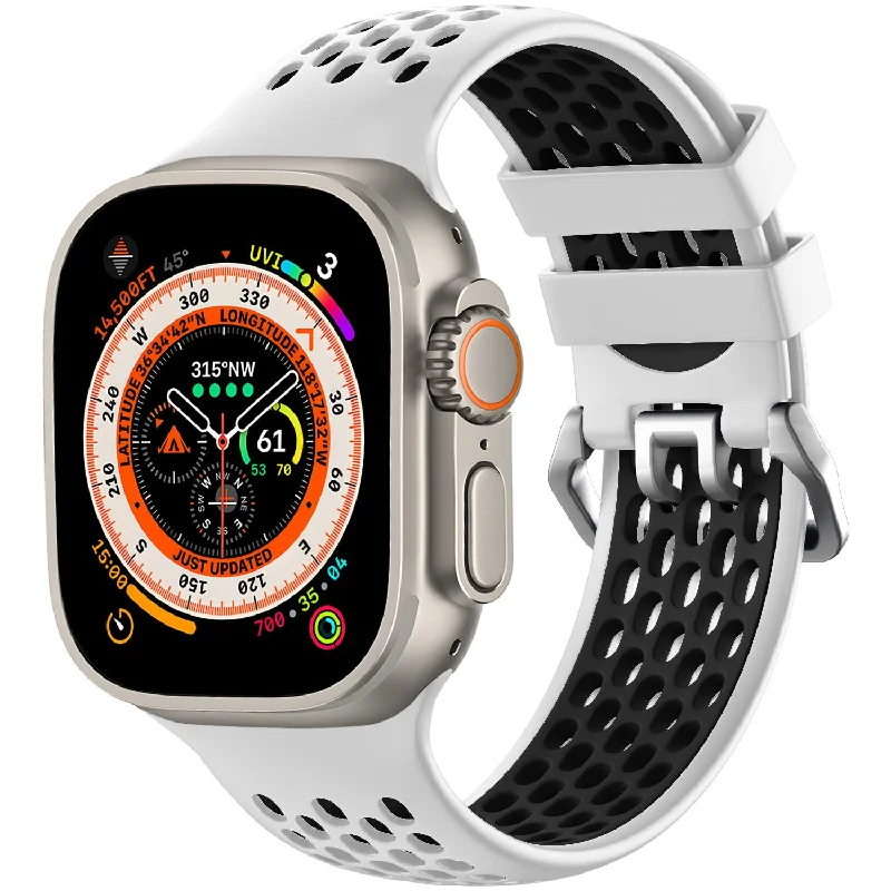 Apple Watch Sport Strap with Buckle (White/Black)