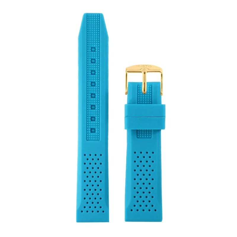 Blue and Gold Vegan Rubber Strap