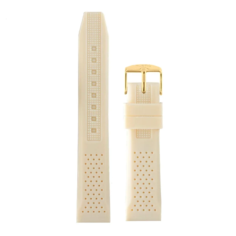 Cream and Gold Vegan Rubber Strap