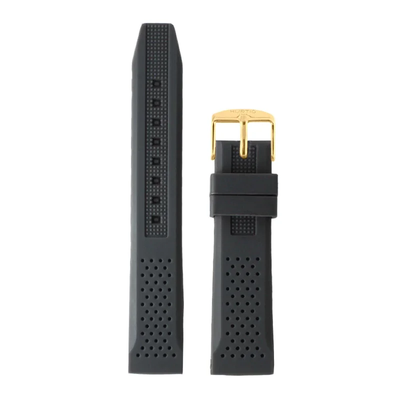 Dark Grey and Gold Vegan Rubber Strap