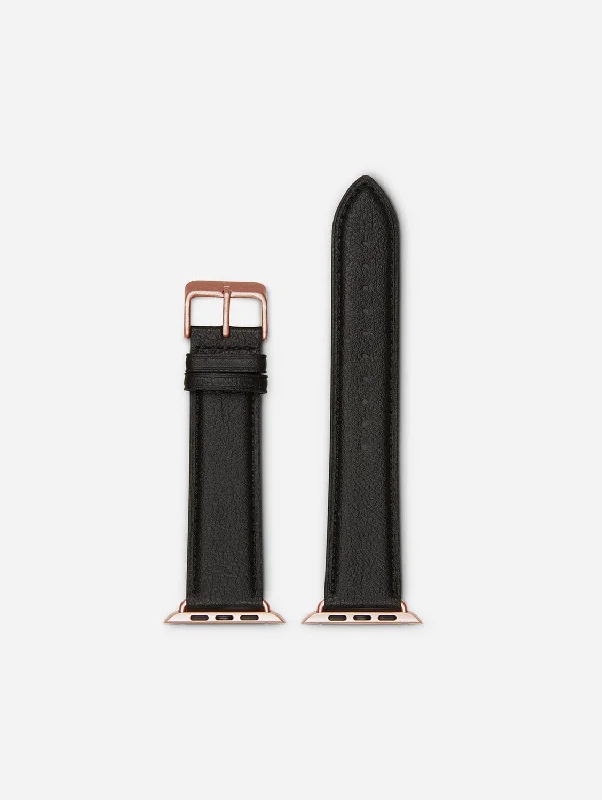 Apple Watch Compatible Vegan Watch Strap | Black & Rose Gold