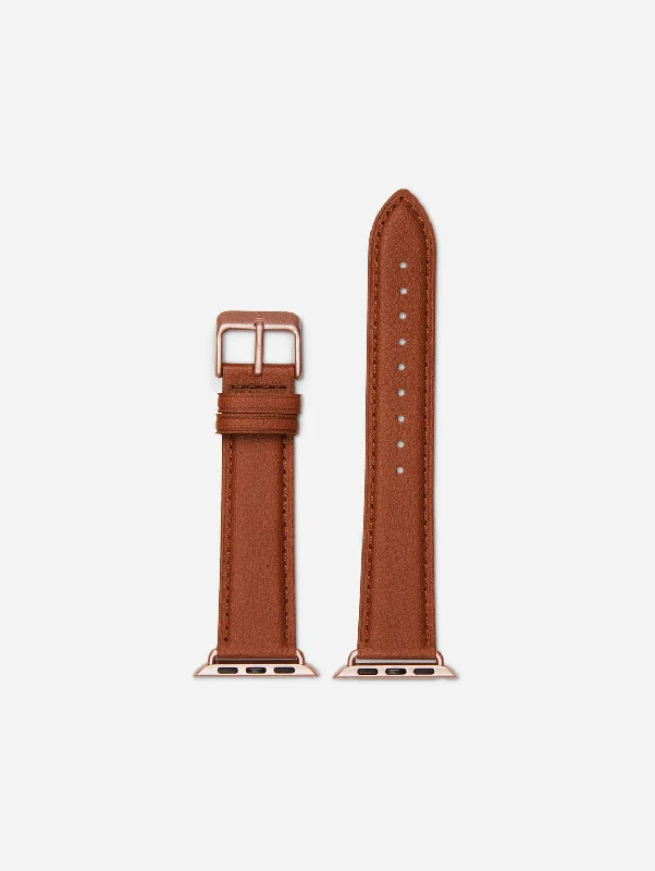 Apple Watch Compatible Vegan Watch Strap | Brown & Rose Gold