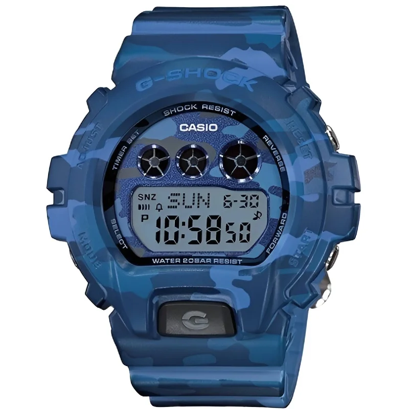 Casio Women's Watch - G-Shock Blue Camouflage Resin Strap Digital | GMDS6900CF-2