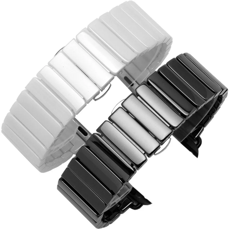 Ceramic Strap with Stainless Steel Butterfly Buckle for Apple Watch