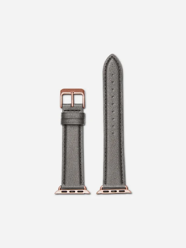 Apple Watch Compatible Vegan Watch Strap | Dark Grey & Rose Gold