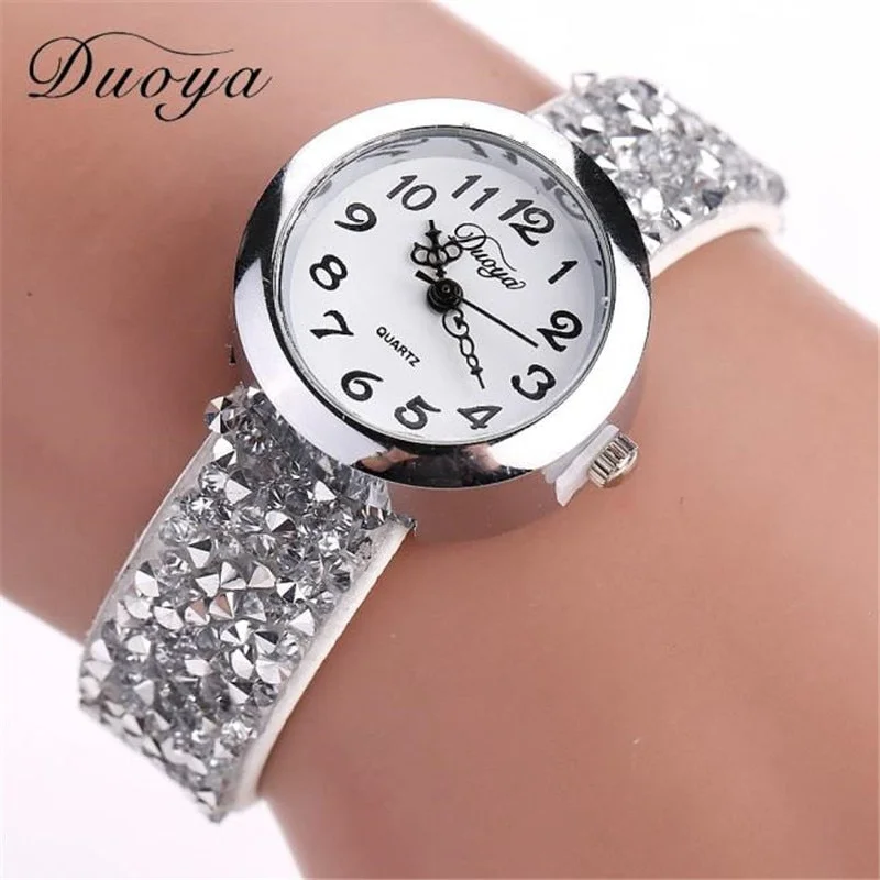 Duoya Brand Watches Women Fashion Crystal Rhinestone Bracelet Watch Ladies Quartz Luxury Vintage Women Watch Gift Dropshipping 4