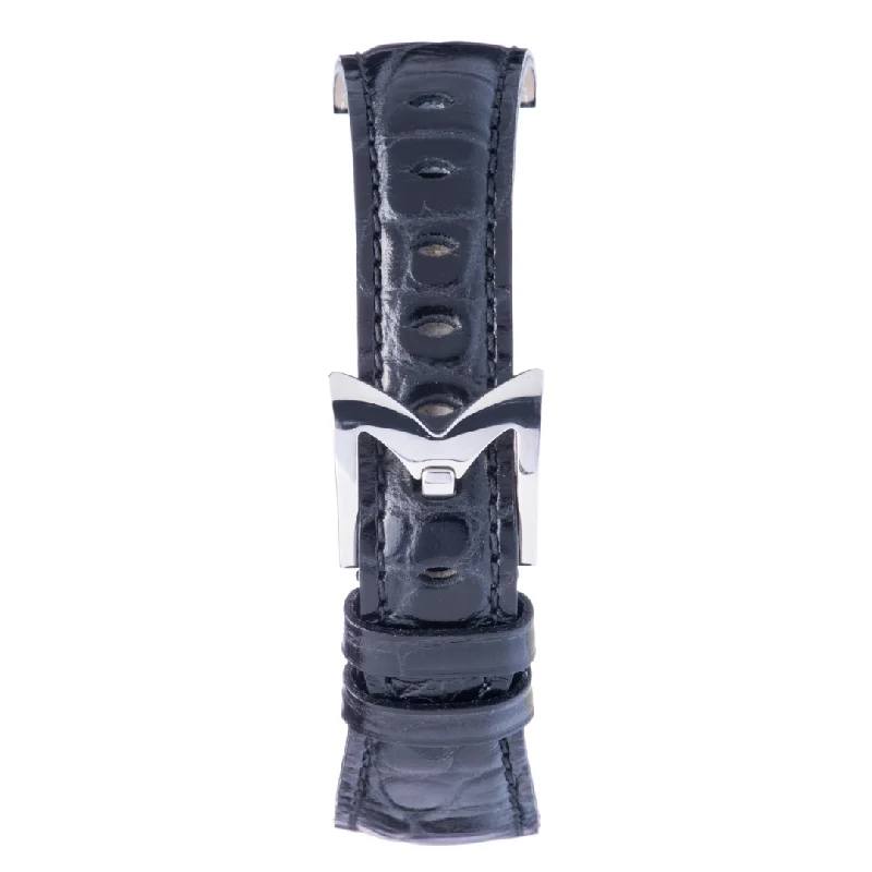 Gagà Milano Manuale 40mm Black Alligator Leather Watch Strap