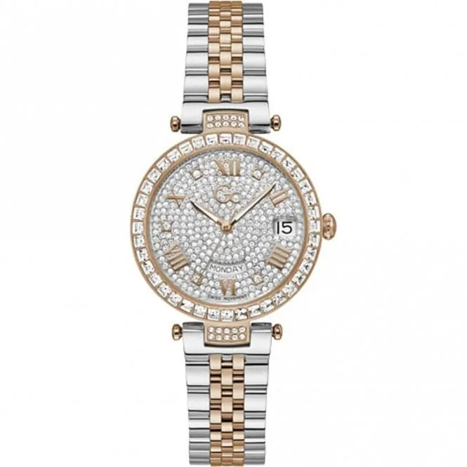 GC Ladies Flair Crystal Silver & Rose Gold Watch Z01014L1MF