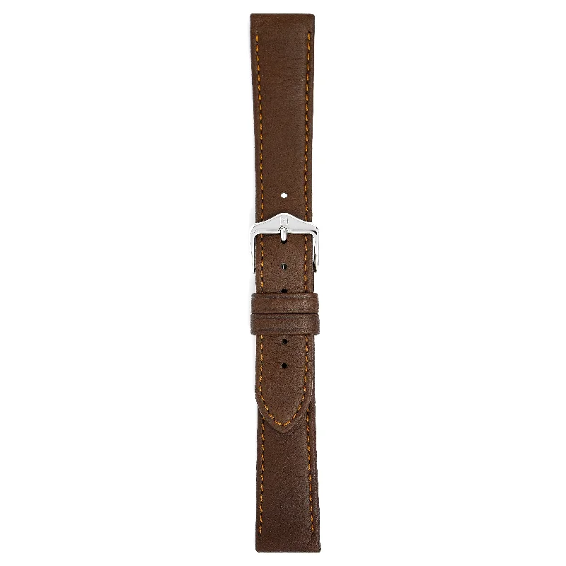 Hirsch Watch Merino 18mm Long Brown Leather Strap