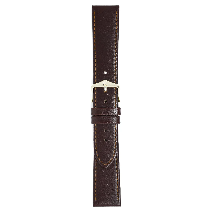 Hirsch Watch Osiris 20mm Long Dark Brown Leather Strap