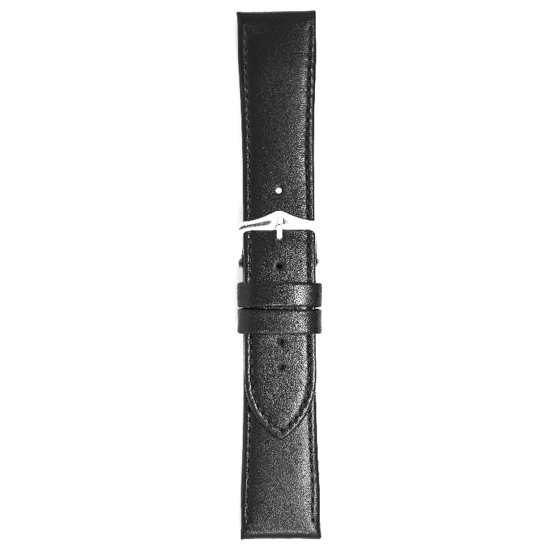 Hirsch Watch Osiris 22mm Long Black Leather Strap