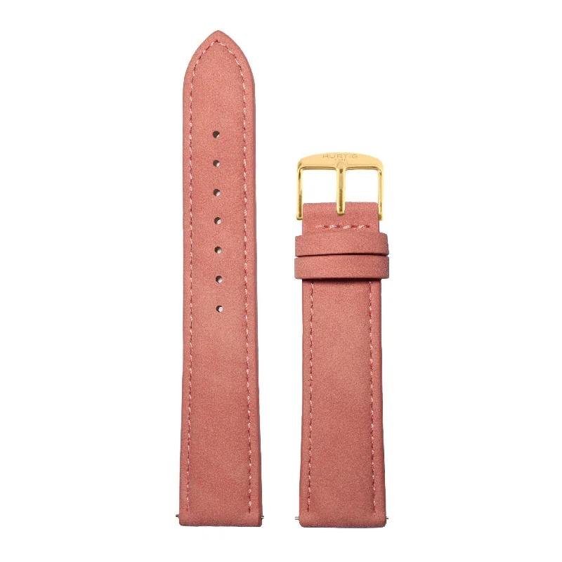 Coral and Gold Vegan Suede Strap