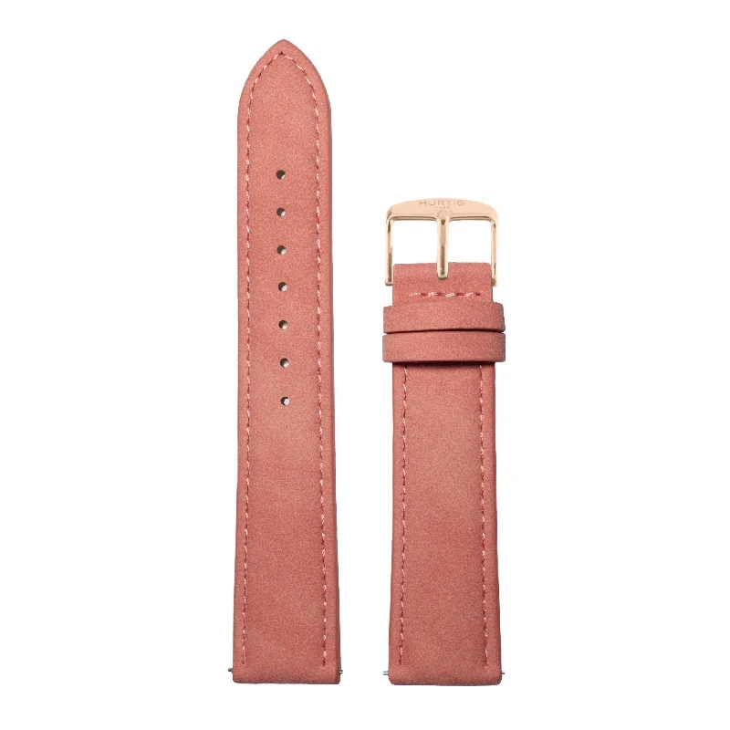 Coral and Rose Gold Vegan Suede Strap