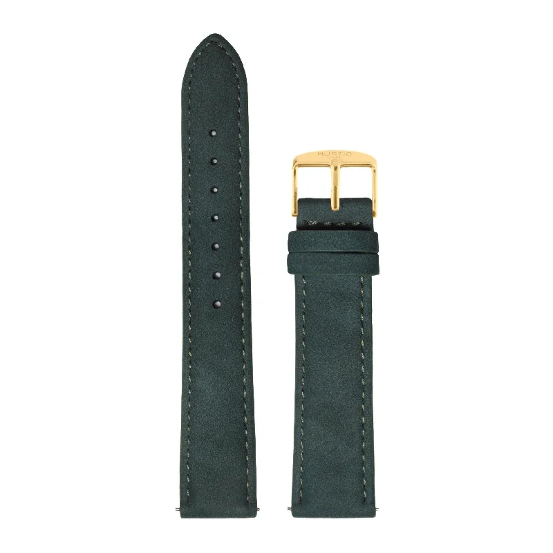 Forest Green and Gold Vegan Suede Strap