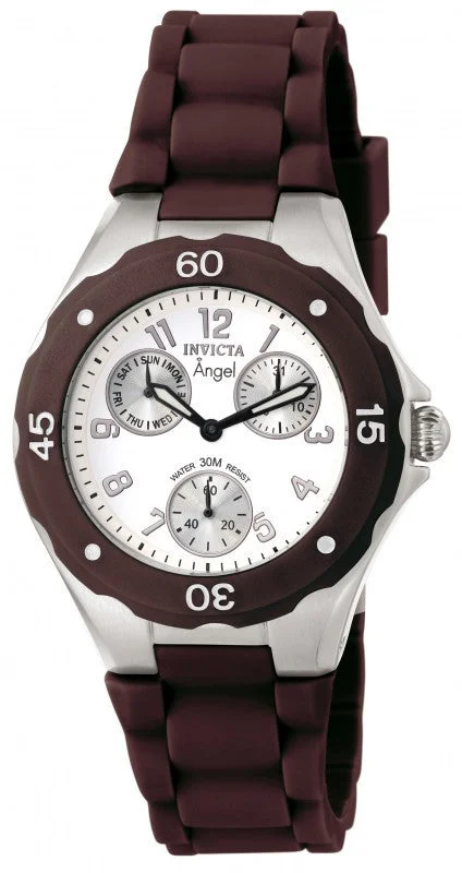 Invicta Women's 0699 Angel Collection Brown Multi-Function Rubber Watch