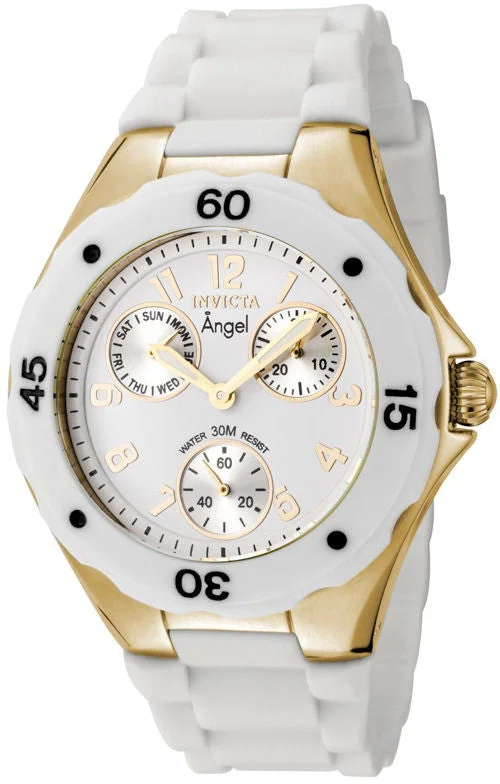 Invicta Women's 0718 Angel Collection Gold-Plated White Polyurethane Watch