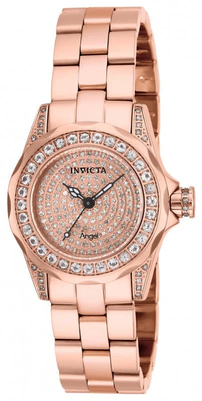 Invicta Women's 14495 Angel Morganite Accents Diamond Pave Stainless Steel Watch