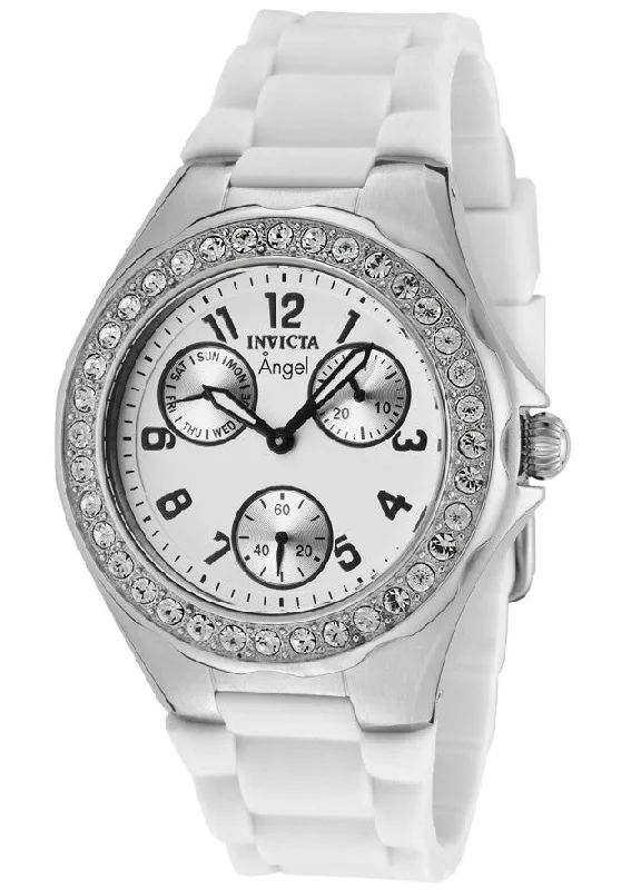 Invicta Women's 1648 Angel Crystal Accented White Dial White Silicone Watch