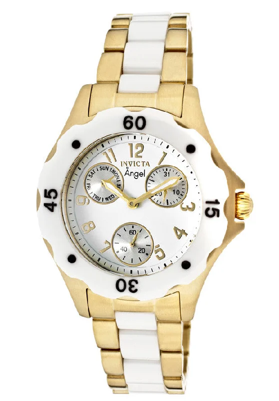 Invicta Womens 1655 Angel White Dial White Ceramic And Gold Watch