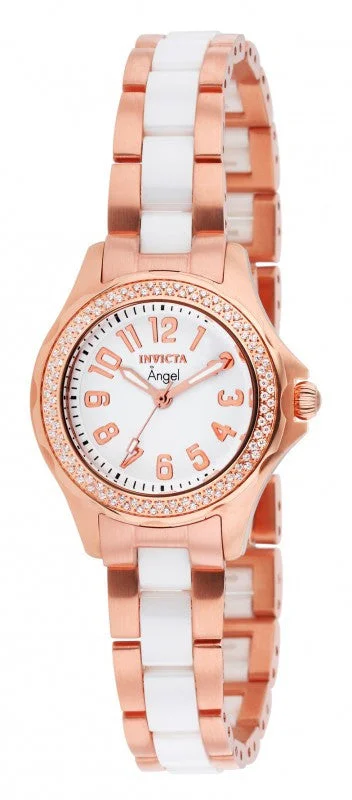 Invicta Women's 1781 Angel White Dial 18K Rose Gold Ion-Plated Stainless Steel Watch