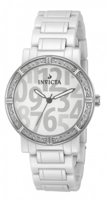 Invicta Women's 10273 Ceramic Diamond Accented White Dial White Watch