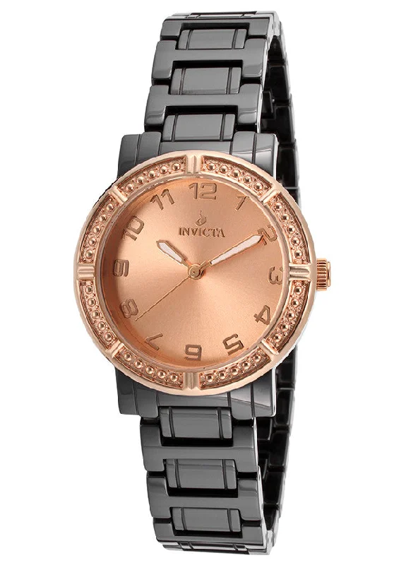 Invicta Women's 14900 Ceramic Rose Gold Dial Black Ceramic Watch