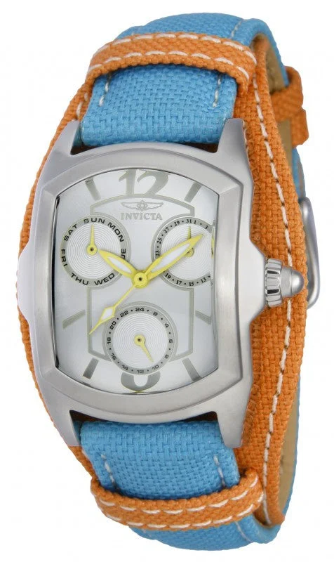 Invicta Women's 12272 Lupah Silver Dial Blue and Orange Canvas Watch