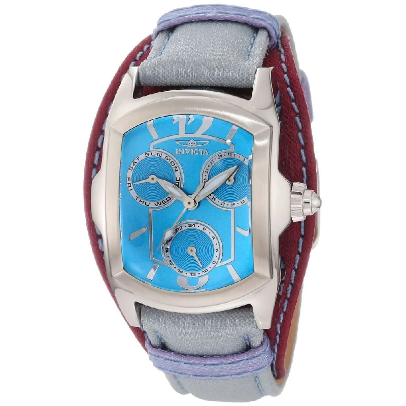 Invicta Women's 12285 Lupah Turquoise Dial Light Blue and Burgundy Nylon Strap Watch