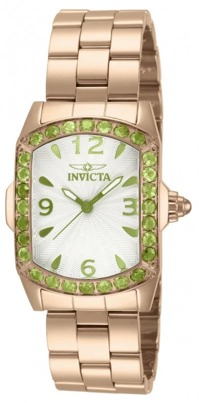 Invicta Women's 14131 Lupah Silver Textured Peridot Accented 18k Rose Gold Ion-Plated Stainless Steel Watch