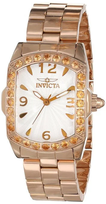 Invicta Women's 14137 Lupah Mandarin Garnet Crystals Rose Gold Dial 18K Rose Gold Plated Stainless Steel Watch