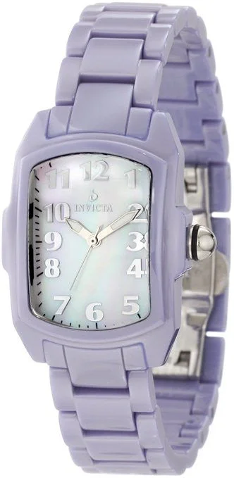 Invicta Women's 1969 Lupah White MOP Dial Baby Blue Ceramic Watch