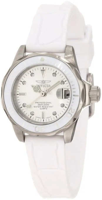 Invicta Women's 11563 Pro Diver Mini Silver Dial White Polyurethane Watch