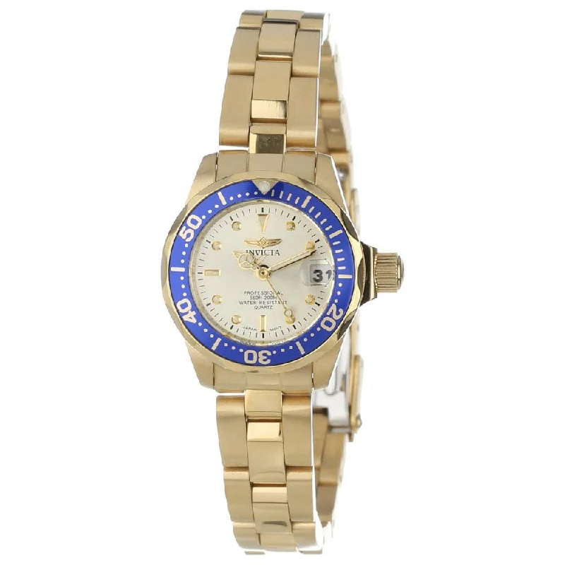 Invicta Women's 14126 Pro Diver Gold Dial 18k Gold Ion-Plated Stainless Steel Watch