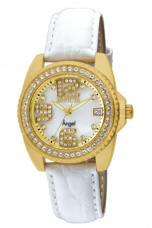 Invicta Women's 1116 Angel Crystal Accented Mother of Pearl Dial Interchangeable Leather Watch