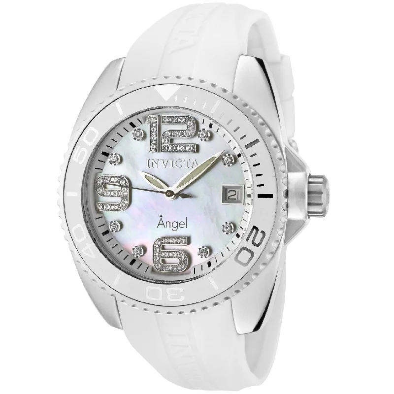 Invicta Women's 0493 Angel Diamond Accented White Polyurethane Watch