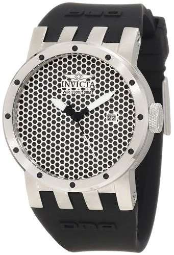 Invicta Women's 10421 DNA Mesh Silver Sandblast and Black Dial Black Silicone Watch