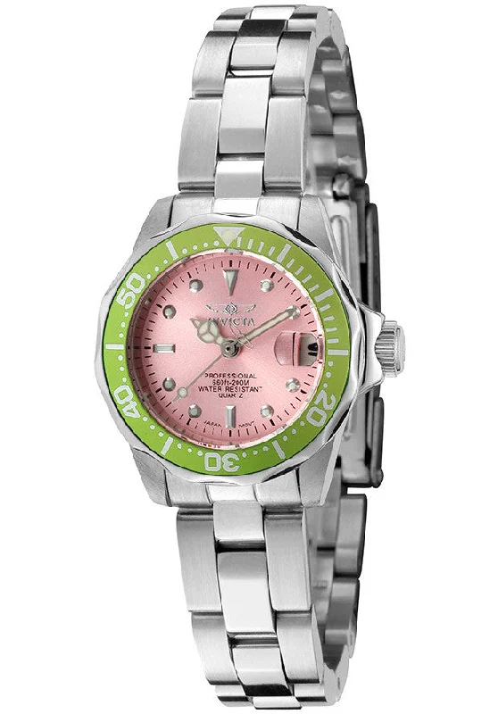 Invicta Women's 11442 Pro Diver Mini Pink Dial Stainless Steel Watch